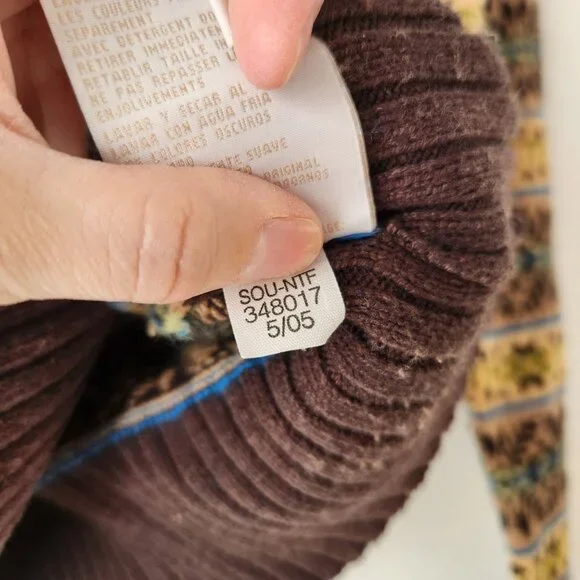 Vintage Tommy Hilfiger Brown Fair Isle Cardigan Sweater Lambswool Alpaca Size S - Picture 8 of 8